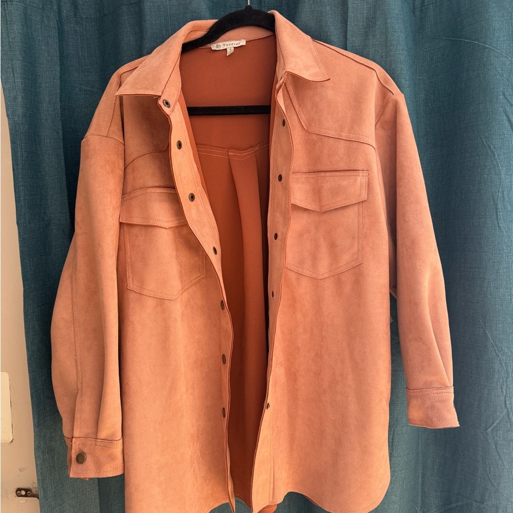 Mauve/Blush Button-Up Shirt Jacket